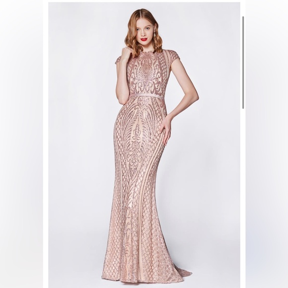 Cinderella Divine OC007 Long Glitter Formal Gown with Corset Back